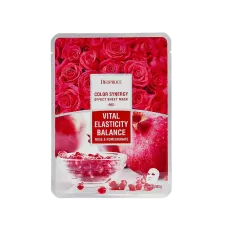 Маска тканевая на основе гиалуроновой кислоты с экстрактом граната и лепестков роз DEOPROCE COLOR SYNERGY EFFECT SHEET MASK RED 20 гр