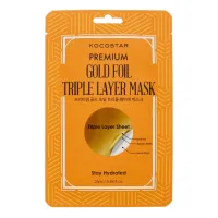 PREMIUM GOLD FOIL TRIPLE LAYER MASK Увлажняющая маска для лица на основе золотой фольги 25 мл - Kocostar