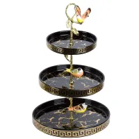 Блюдо 3-х ярусное Черный мрамор 25*25*39 см