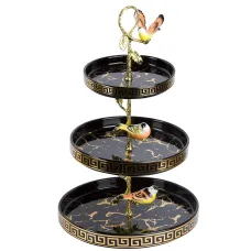 Блюдо 3-х ярусное Черный мрамор 25*25*39 см