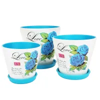 Горшки для цветов с поддонами, набор 3 шт. Индиго d=18/16/14 см h=17/14/12 см v=2300/1600/1000 мл