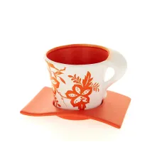 Горшок для цветов с поддоном Оранжевый узор d=12,5 см h=11 см v=750 мл