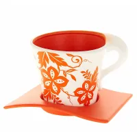 Горшок для цветов с поддоном Оранжевый узор d=15 см h=13,5 см v=1250 мл