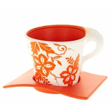 Горшок для цветов с поддоном Оранжевый узор d=15 см h=13,5 см v=1250 мл