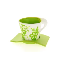 Горшок для цветов с поддоном Салатовый узор d=12,5 см h=11 см v=750 мл