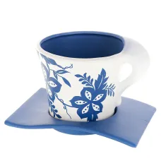 Горшок для цветов с поддоном Синий узор d=12,5 см h=11 см v=750 мл