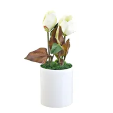 Композиция декоративная (с подсветкой) Белые цветы (с эффектом натуральных лепестков)