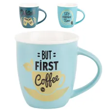 Кружка фарфоровая First Coffee v=370 мл (3 вида)