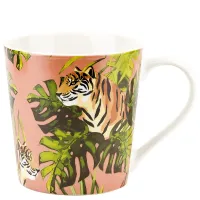 Кружка фарфоровая Тропические кошки, объем 390 мл