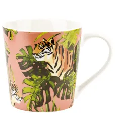 Кружка фарфоровая Тропические кошки, объем 390 мл