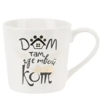 Кружка фарфоровая (с элементами золота) Кошкин дом v=375 мл