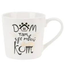 Кружка фарфоровая (с элементами золота) Кошкин дом v=375 мл