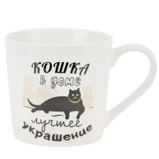 Кружка фарфоровая (с элементами золота) Кошкин дом v=375 мл