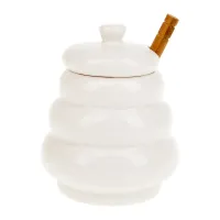 Медовница с ложкой Naturel 10*10*12 см v=380 мл