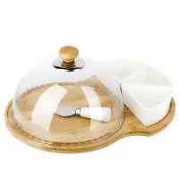 Блюдо сервировочное с крышкой и ножом Naturel на бамбуковой подставке 33,5*23*15 см нож l=12 см