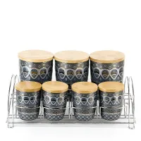 Банка, набор 7 шт. на металлической подставке Чайхана 600 мл/200 мл