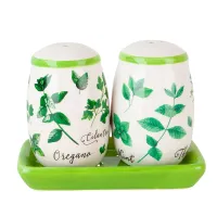 Набор для специй солонка/перечница Душистые травы 12*5,5*9,5 см (на керамической подставке)