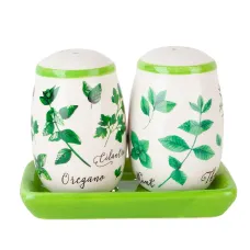 Набор для специй солонка/перечница Душистые травы 12*5,5*9,5 см (на керамической подставке)