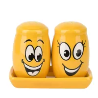 Набор для специй солонка/перечница Smile 11*6*8,5 см (на керамической подставке) (керамика)