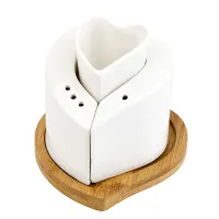 Набор для специй солонка/перечница/подставка для зубочисток Naturel на бамбуковой подставке