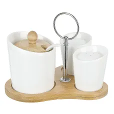 Набор для специй солонка/перечница/сахарница с ложкой Naturel 16*13*12,5 см v=150 мл