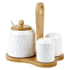 Набор для специй солонка/перечница/сахарница с ложкой Naturel 300 мл 17х13х15 см