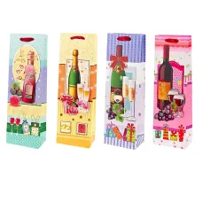 Пакет подарочный 3D (для бутылки) (ламинированный с накладными деталями, текстильные ручки) 13*8,5*3 см