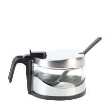 Сахарница с ложкой d=9 см h=7 см v=250 мл (стекло/металл)