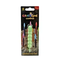 Свеча декоративная в пластиковой оболочке Color Flame d=1,5 см h=9 см (зеленая)