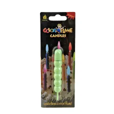 Свеча декоративная в пластиковой оболочке Color Flame d=1,5 см h=9 см (зеленая)