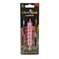 Свеча декоративная в пластиковой оболочке Color Flame d=1,5 см h=9 см (розовая)