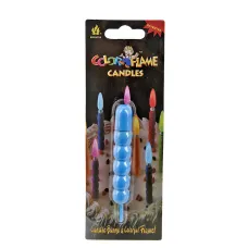 Свеча декоративная в пластиковой оболочке Color Flame d=1,5 см h=9 см (синяя)