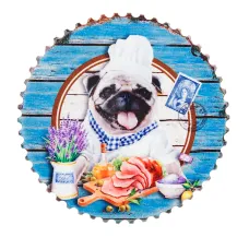 Фигурка декоративная (магнит) Собачка-кок d=7 см b=0.5 см (6 видов) (керамика)