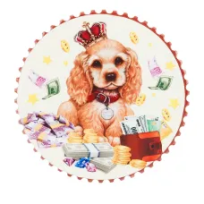 Фигурка декоративная (магнит) Собачка-королева d=7см и=0,5 см (6 видов)