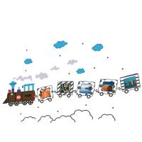 Фоторамка настенная, набор 5 шт. с декоративной наклейкой Паровозик 120х80 см (17*12 см) (винил)