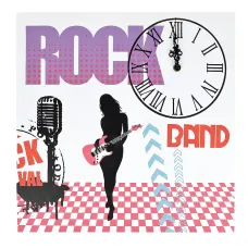 Часы декоративные (настенные) Rock-n-Roll 40*40*2 см (батарейка-1 АА) (дерево)