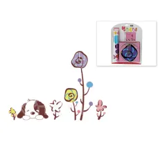 Часы настенные с декоративной наклейкой Собачка 15х15х3 см (батарейка- 1 АА в комплект не входит)