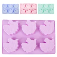 Форма силиконовая для выпечки 6 ячеек Единорог 6,5*7*3 см/26*17*3 см (4 вида) (силикон)