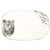 Блюдо сервировочное (с элементами золота) Саванна/Тигр 30*19*3 см