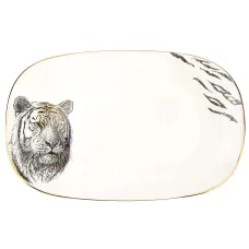 Блюдо сервировочное (с элементами золота) Саванна/Тигр 30*19*3 см
