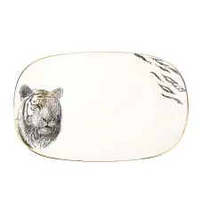 Блюдо сервировочное (с элементами золота) Саванна/Тигр 25*16*3 см