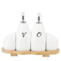 Специи, набор 2пр + бутылки для масла и уксуса на бамбуковой подставке Naturel 21,5*8,5*17 см