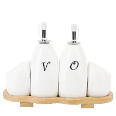 Специи, набор 2пр + бутылки для масла и уксуса на бамбуковой подставке Naturel 21,5*8,5*17 см