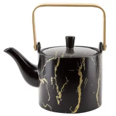 Фарфоровый заварочный чайник Черный мрамор 18*11,5*13,5/18,5 см v=800 мл