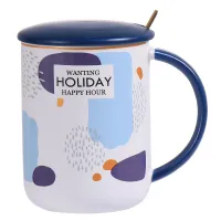 Кружка с крышкой и ложкой Happy Hour v=450 мл