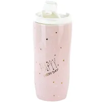 Кружка с крышкой Spase (розовая) v=450 мл