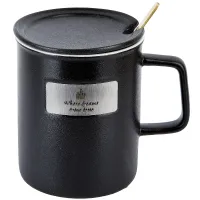 Кружка с крышкой и ложкой Believe in yourself (черная) v=400 мл