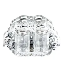 Набор для специй 2 предмета (солонка, перечница) с салфетницей на металлической подставке 15,5х7,5х8,5 см