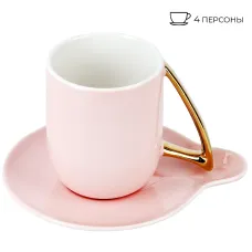 Фарфоровый чайный набор 8 предметов 5th Avenue. Pink (4 персоны) v=240 мл