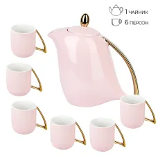 Фарфоровый чайный набор 7 предметов 5th Avenue. Pink (6 персон) v=1300/240 мл